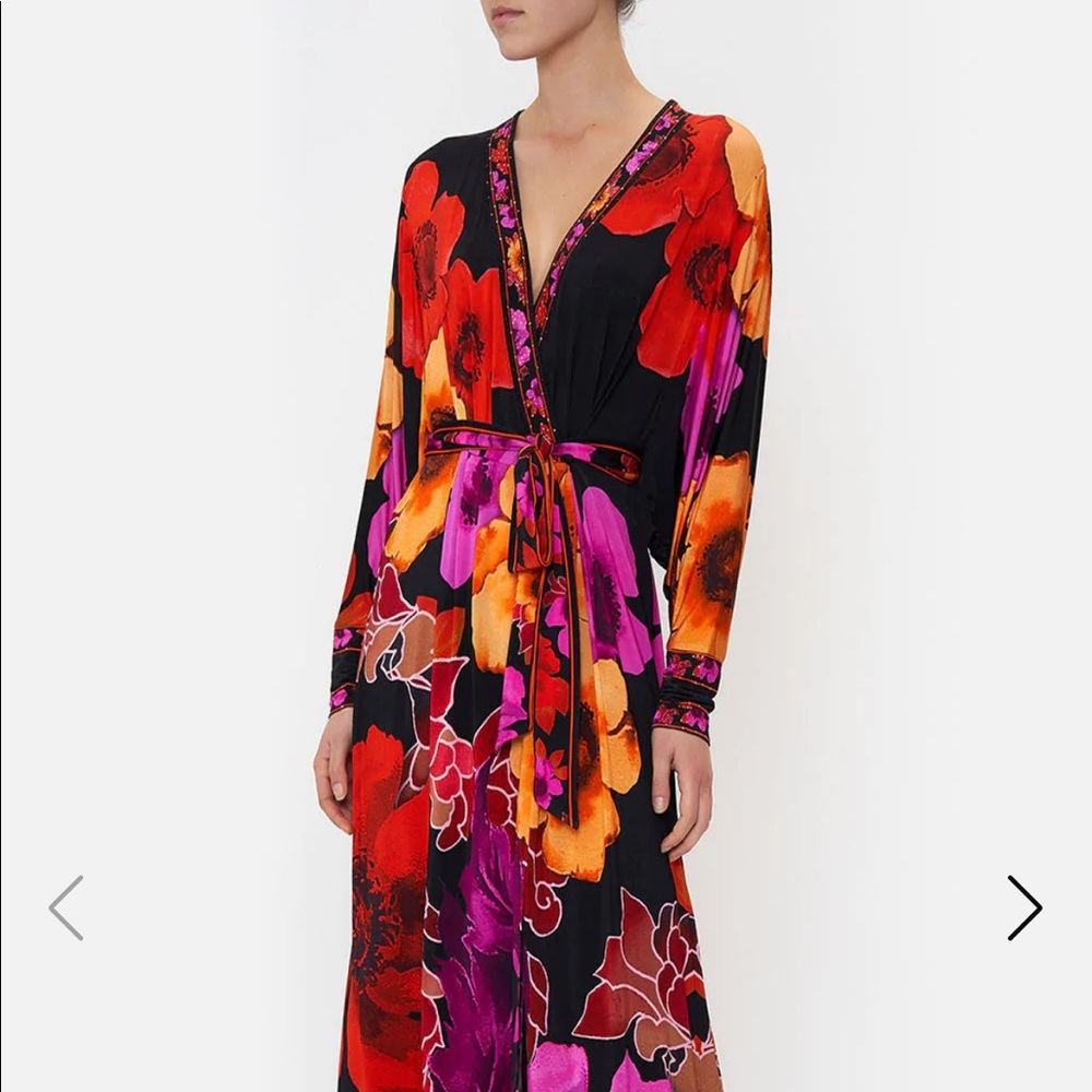 Camilla Jersey Wrap Dress With Exaggerated Blouson Sleeve
Midnight Poppy